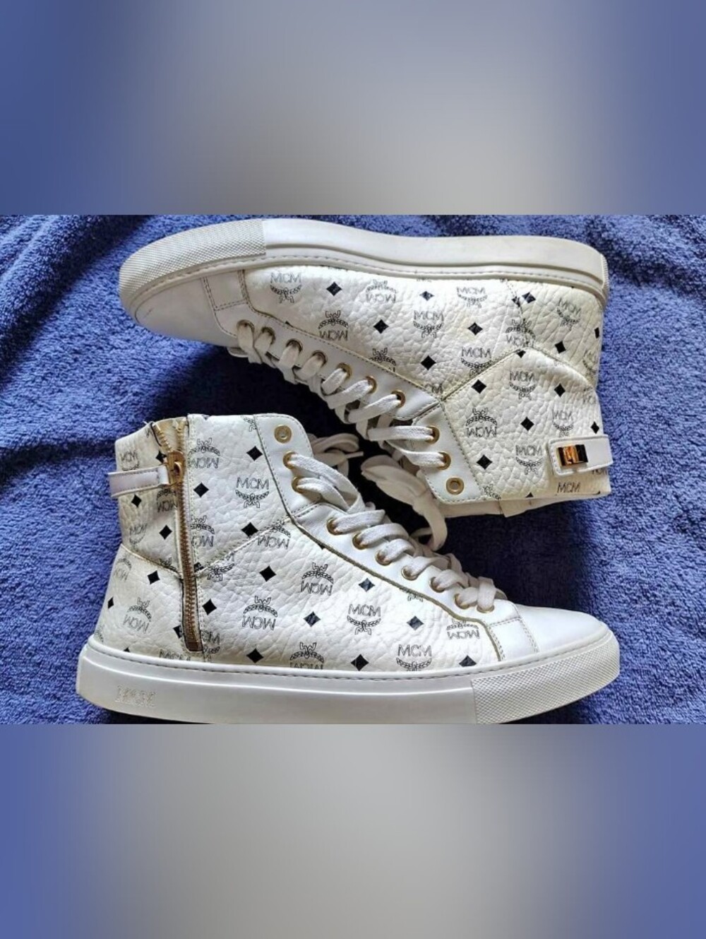MCM White High-Top Logo Sneaker - Women's